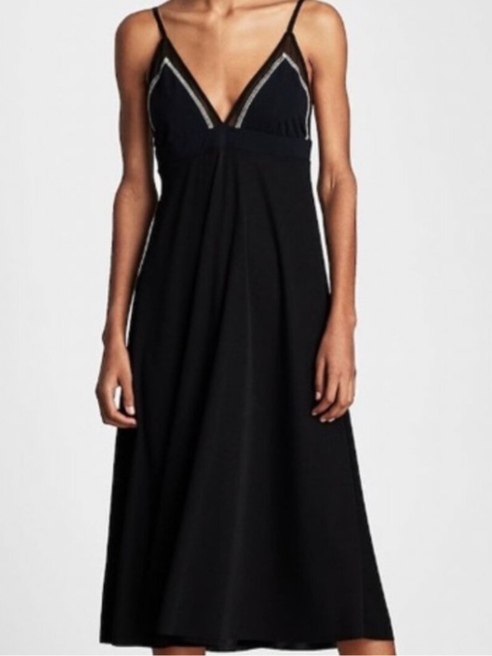Zara Women’s Black V-Neck Slip Dress, Preppy, Boho, Edgy, Sexy - Picture 2 of 6